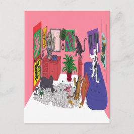 Katten die schilderen, humoristische kunst van kat briefkaart