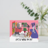 Katten die schilderen, humoristische kunst van kat briefkaart (Staand voorkant)