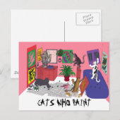 Katten die schilderen, humoristische kunst van kat briefkaart (Voorkant / Achterkant)