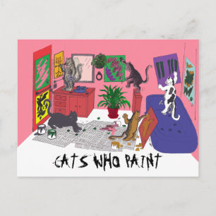 Katten die schilderen, humoristische kunst van kat briefkaart