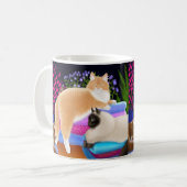 Katten die slapen in de Mok vers wasgoed (Voorkant links)