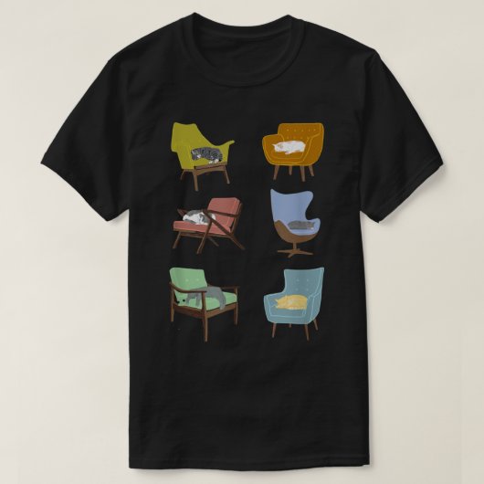 Katten die slapen op moderne, middelgrote stoelen t-shirt (Design voorkant)