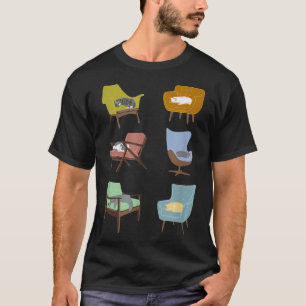 Katten die slapen op moderne, middelgrote stoelen t-shirt