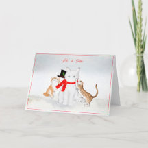 Katten die spelen in de sneeuwkerst-Kaart