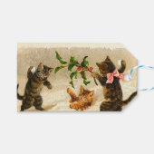 Katten die spelen in de sneeuwvlek kerstmis cadeaulabel (Voorkant (Horizontaal))