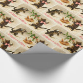 Katten die spelen in de sneeuwvlek kerstmis cadeaupapier (Hoek)