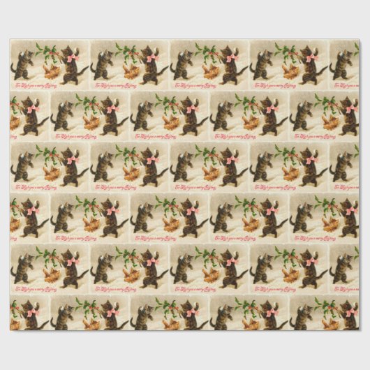 Katten die spelen in de sneeuwvlek kerstmis cadeaupapier (Vlak)