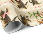 Katten die spelen in de sneeuwvlek kerstmis cadeaupapier (Rol Hoek)