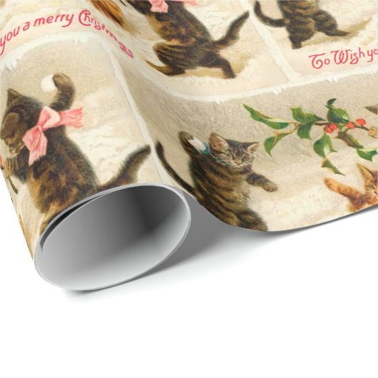 Katten die spelen in de sneeuwvlek kerstmis cadeaupapier (Rol Hoek)