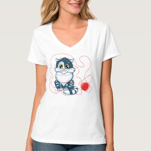 Katten die spelen met een kogel van garen t-shirt (Voorkant)