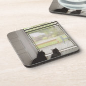 Katten die uit de deur van het scherm kijken bier onderzetter (Linkerzijde)