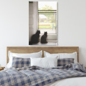 Katten die uit de deur van het scherm kijken canvas afdruk (Insitu (Slaapkamer))