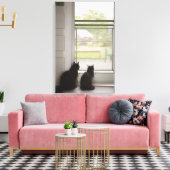 Katten die uit de deur van het scherm kijken canvas afdruk (Insitu (Woonkamer))