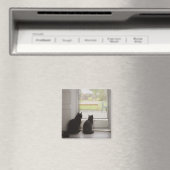 Katten die uit de deur van het scherm kijken magneet (Insitu (Vaatwasser))