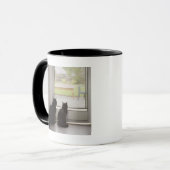 Katten die uit de deur van het scherm kijken mok (Voorkant links)