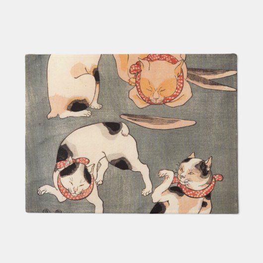 Katten die Utagawa Kuniyoshi spelen Deurmat (Voorkant)