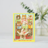  katten die Valentijn Briefkaart zingen, alt. Tuck (Staand voorkant)