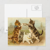 Katten die Vintage Illustratie spelen Briefkaart (Voorkant / Achterkant)