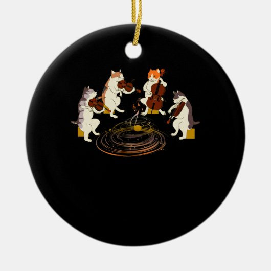 Katten die Violin Cello Music Cat Lover spelen Keramisch Ornament (Voorkant)