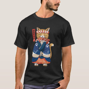 Katten die vissen eten Vintage Japanse Ukiyo-e Kun T-shirt