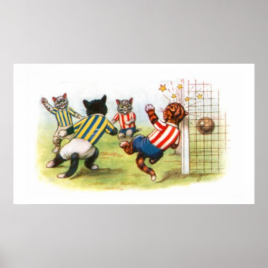 Katten die voetbal spelen poster (Voorkant)