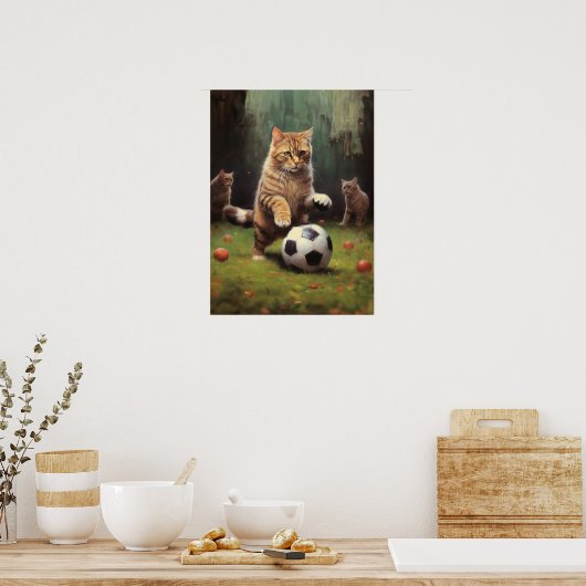 Katten die voetballen poster (Keuken)