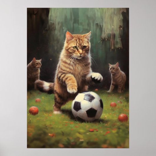 Katten die voetballen poster (Voorkant)