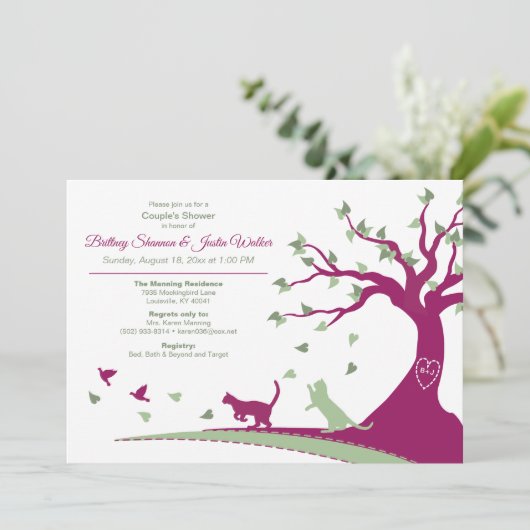 Katten die vogels achtervolgen kaart (Staand voorkant)