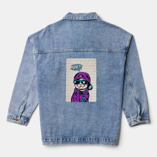 Katten die vragen stellen denim jacket (Achterkant)