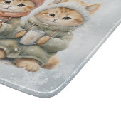Katten die warme chocolademelk in de sneeuw Drink Snijplank (Hoek)