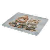 Katten die warme chocolademelk in de sneeuw Drink Snijplank (Hoek)