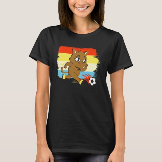 Katten dier speelt voetbal t-shirt (Voorkant)