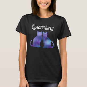 Katten Dierenriem Tweelingen Tie Dye Nevel Patroon T-shirt