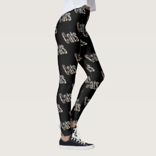 Katten Dimensionaal Afbeelding Logo, zwart Leggings