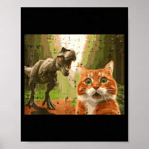 Katten Dinosaurus Trex Selfie Grappig Meme Humor J Poster