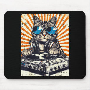 Katten Dj Hoofdtelefoon Draaitafel Vintage Muziek Muismat