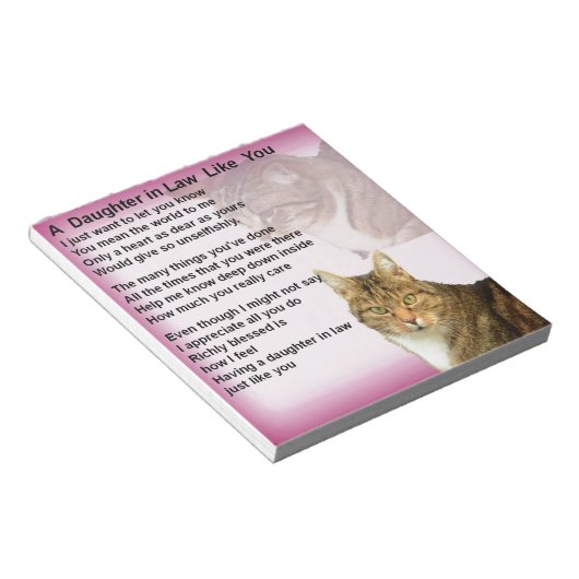 Katten Dochter in het rechtengedicht Notitieblok (Schuin)