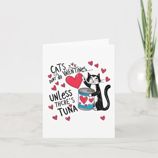 Katten doen geen Valentijnse... Tenzij er tonijn i Bedankkaart (Voorkant)