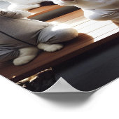 Katten doen yoga digitale print (Hoek)