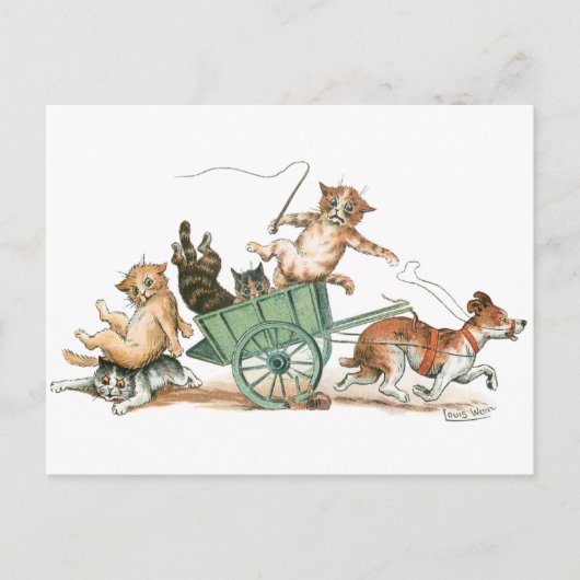 Katten Dog Cart van Louis Wain Briefkaart (Voorkant)