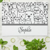 Katten & Dogs gepersonaliseerd Theedoek (Gevouwen)