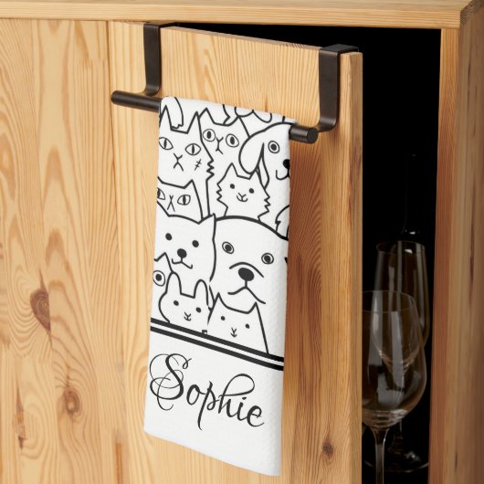Katten & Dogs gepersonaliseerd Theedoek (Derde Gevouwen)