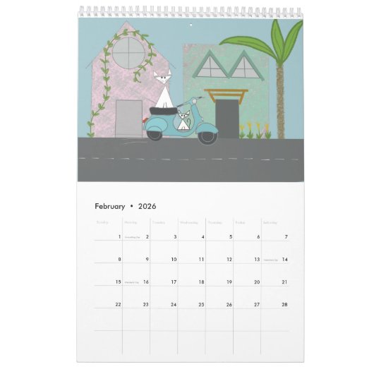 Katten Doing Stuff 12 maanden Kalender (Feb 2026)