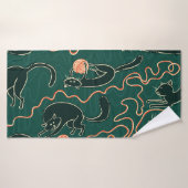 Katten : Doodle naadloos patroon Badhanddoek (Badhanddoek)