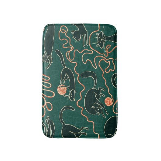 Katten : Doodle naadloos patroon Badmat (Voorkant Verticaal)