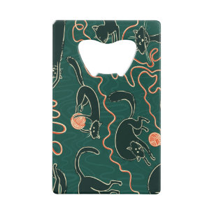 Katten : Doodle naadloos patroon Creditkaart Flessenopener