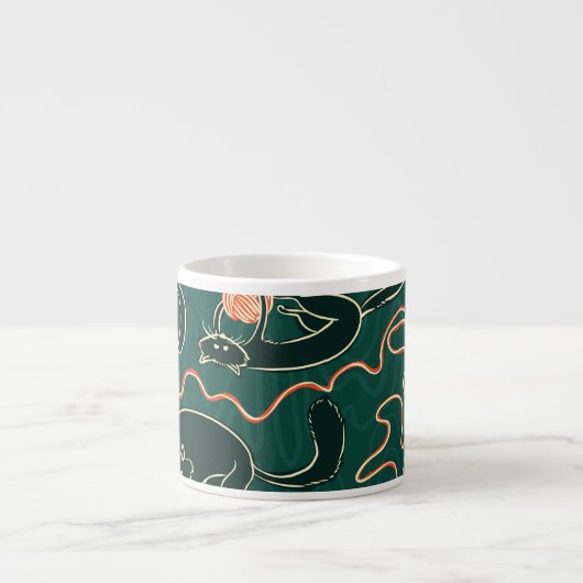 Katten : Doodle naadloos patroon Espresso Kop (Voorkant)