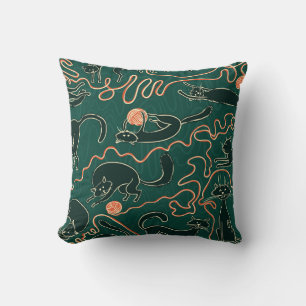 Katten : Doodle naadloos patroon Kussen
