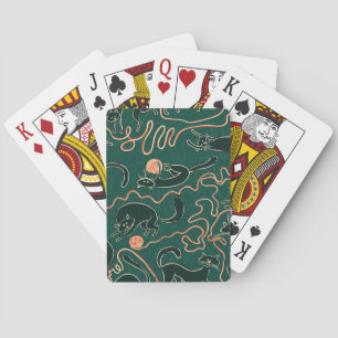 Katten : Doodle naadloos patroon Pokerkaarten
