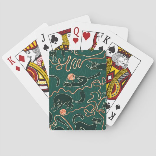 Katten : Doodle naadloos patroon Pokerkaarten (Achterkant)